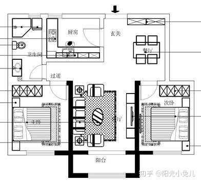 超好看的房子裝修，95平兩室兩廳簡(jiǎn)歐裝修效果圖，全屋超美